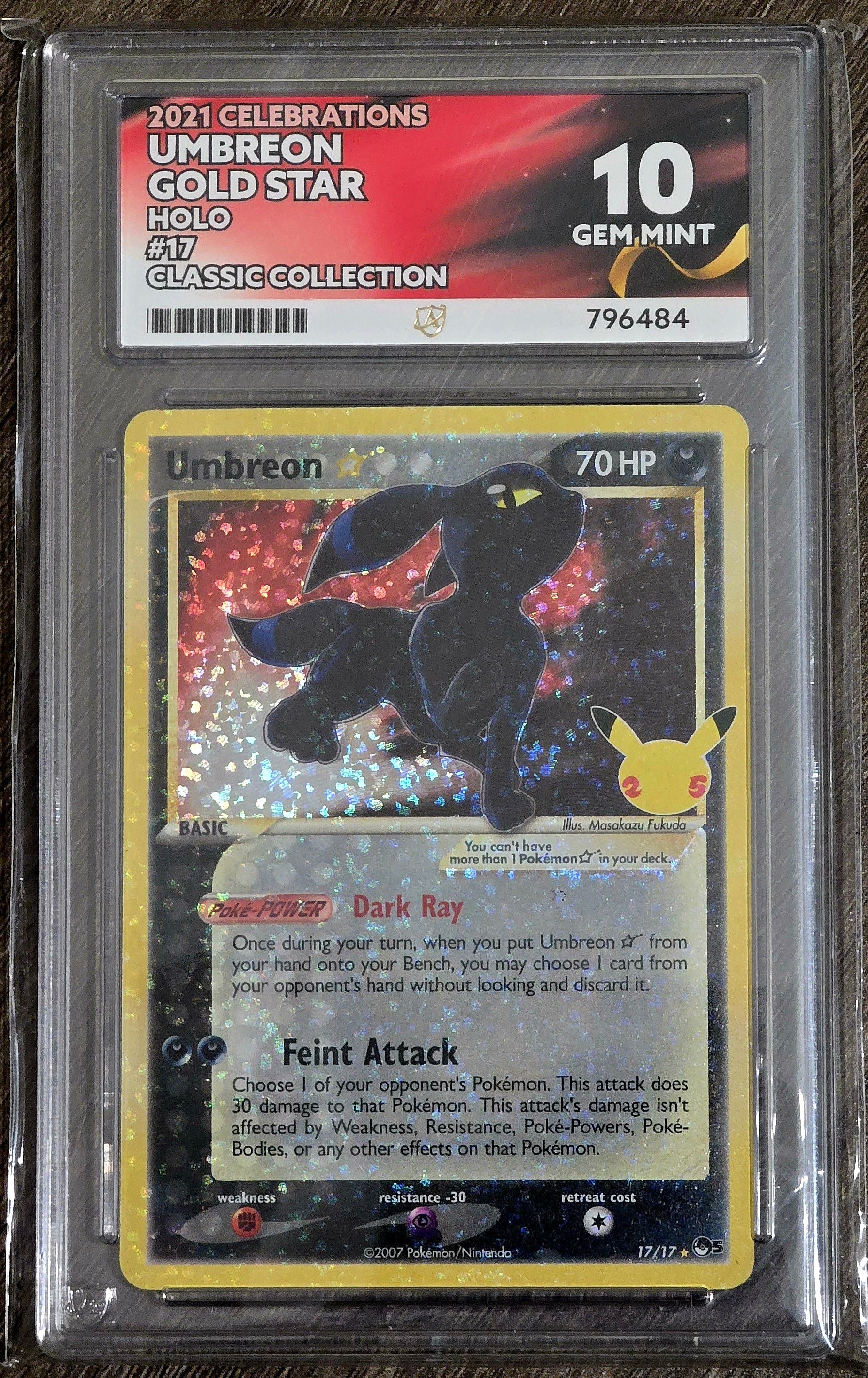 Umbreon Gold Star #17 Holo - ACE 10